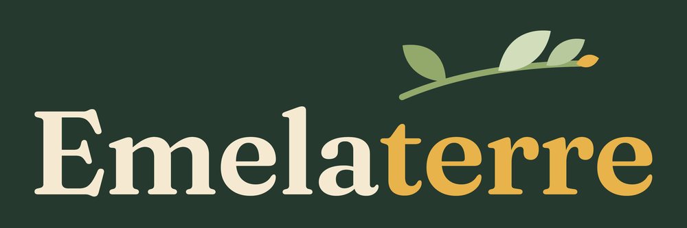 Détail du recto de la carte Emelaterre : le logotype et sa branche, agrandis