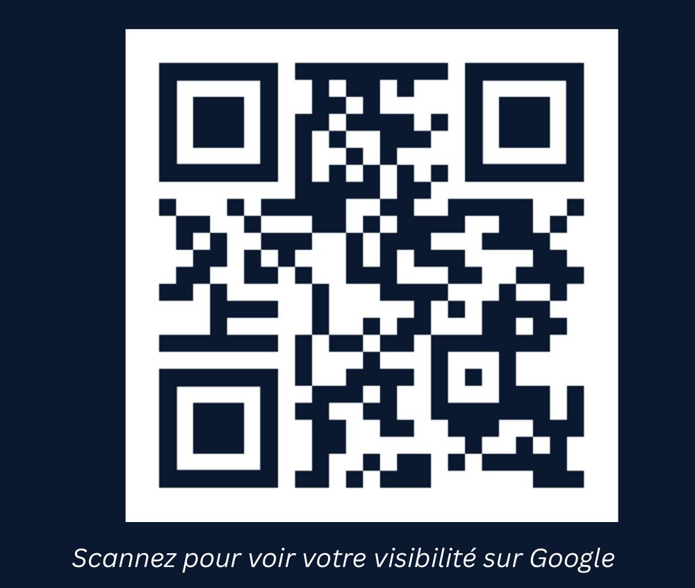 Détail du verso de la carte StarLead : le QR code et la mention « Scannez pour voir votre visibilité sur Google »