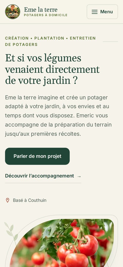 Le site Emelaterre sur mobile