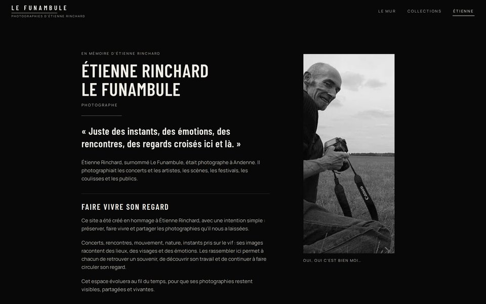 Page hommage à Étienne Rinchard sur le site Le Funambule