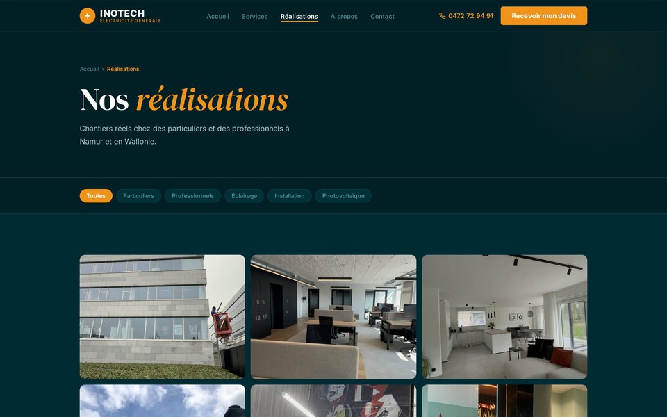 Page Réalisations du site INOTECH
